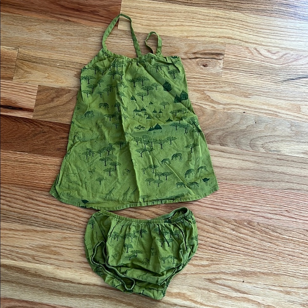 Green Dress and Bloomers Set